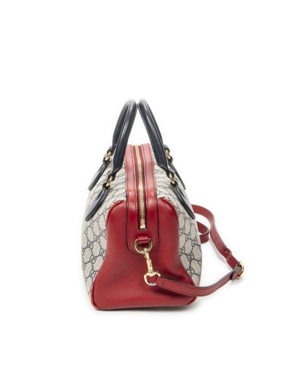 Gucci Small Boston Navy Beige Red Supreme Canvas Messenger - Picture 3 of 10
